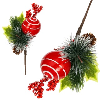 Dekoracja świąteczna ozdoba gałązka sztuczna stroik 22cm