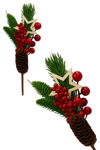 Dekoracja świąteczna ozdoba gałązka sztuczna stroik 23cm