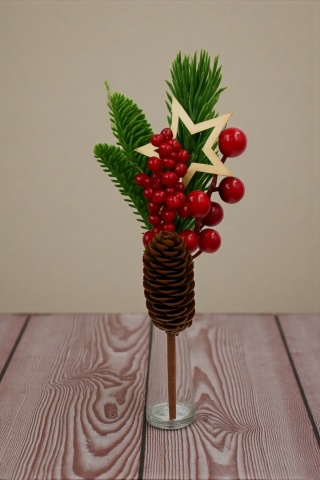 Dekoracja świąteczna ozdoba gałązka sztuczna stroik 23cm