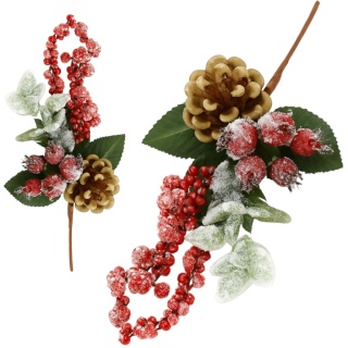 Dekoracja świąteczna ozdoba gałązka sztuczna stroik 24cm