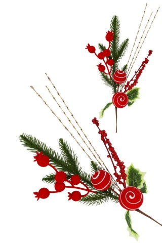 Dekoracja świąteczna ozdoba gałązka sztuczna stroik 32cm