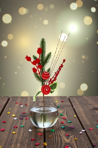 Dekoracja świąteczna ozdoba gałązka sztuczna stroik 32cm