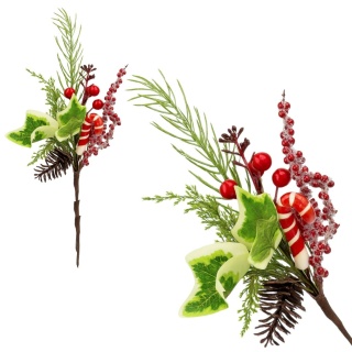 Dekoracja świąteczna ozdoba gałązka sztuczna stroik 34cm