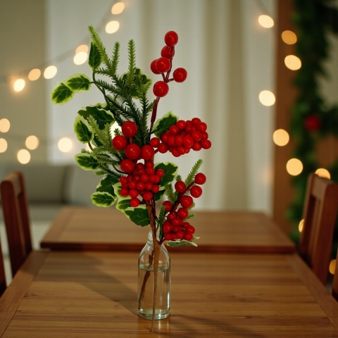 Dekoracja świąteczna ozdoba gałązka sztuczna stroik 47cm