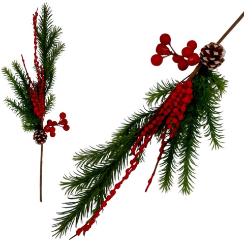 Dekoracja świąteczna ozdoba gałązka sztuczna stroik 64cm