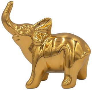 Figurka ceramiczna SŁOŃ słonik na szczęście złoty