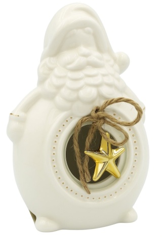 Figurka ceramiczna ozdoba dekoracja piękny MIKOŁAJ 14cm biały