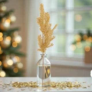 Gałązka sztuczna 64cm ozdoba dekoracja świąteczna stroik złoty