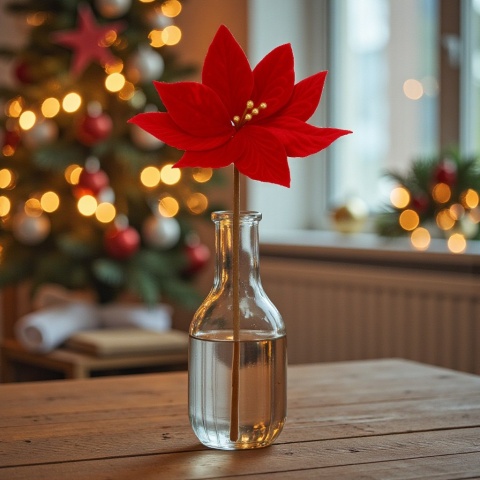 Gwiazda betlejemska poinsecja na piku kwiat ozdoba dekoracja świąteczna