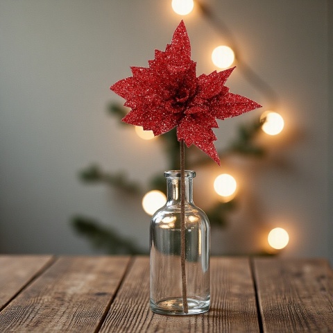 Gwiazda betlejemska poinsecja na piku kwiat ozdoba dekoracja świąteczna