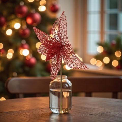 Gwiazda betlejemska poinsecja na piku kwiat ozdoba dekoracja świąteczna