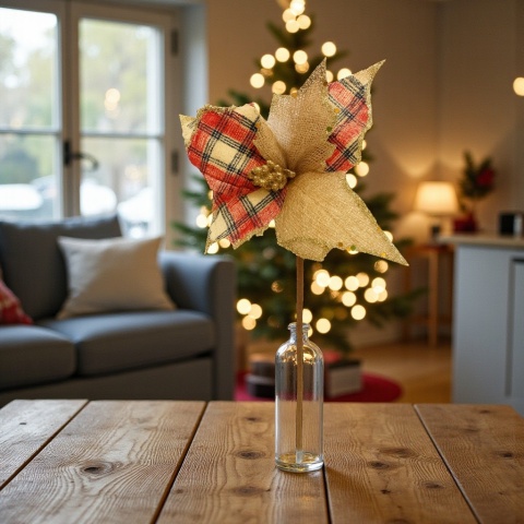 Gwiazda betlejemska poinsecja na piku kwiat ozdoba dekoracja świąteczna