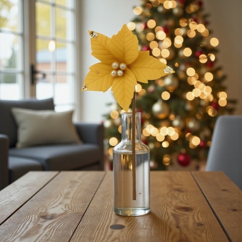 Gwiazda betlejemska poinsecja na piku kwiat ozdoba dekoracja świąteczna