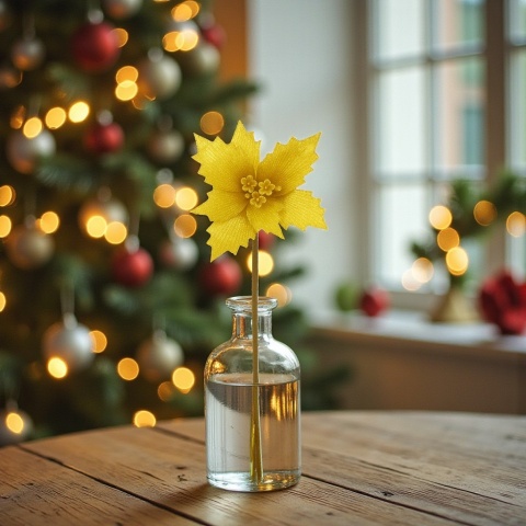 Gwiazda betlejemska poinsecja na piku kwiat ozdoba dekoracja świąteczna