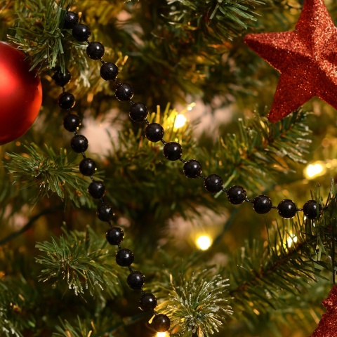 Korale na szpuli ozdoba łańcuch girlanda na choinkę 8mm 10m szary/grafit