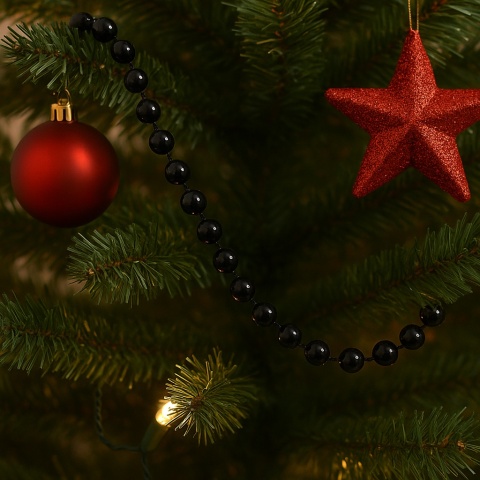 Korale na szpuli ozdoba łańcuch girlanda na choinkę 8mm 10m szary/grafit