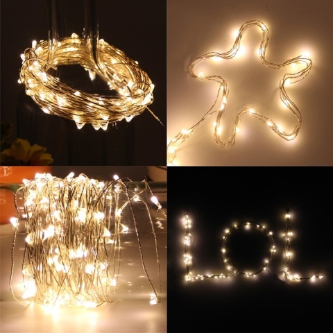 Lampki choinkowe druciki dekoracja 100 LED 10m na baterie biały ciepły