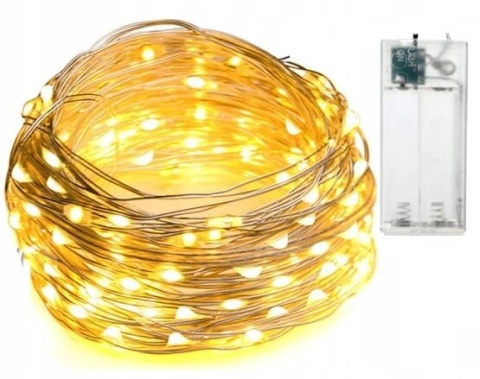 Lampki choinkowe druciki dekoracja 30 LED 3m na baterie biały ciepły