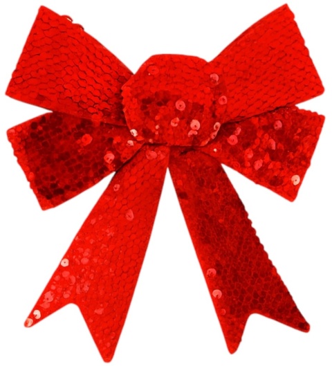 Piękna Dekoracyjna Kokarda Kokardka czerwona cekiny cekinowa 28x23cm