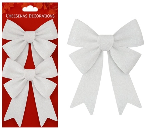 Piękna Dekoracyjna Kokarda Kokardka ozdoba świąteczna biała 13x17cm 2szt