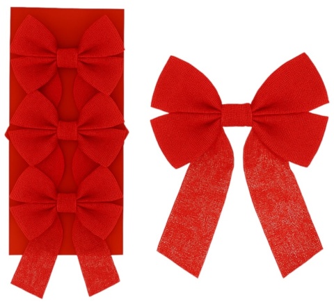 Piękna Dekoracyjna Kokarda Kokardka ozdoba świąteczna czerwona 11x16cm 3szt