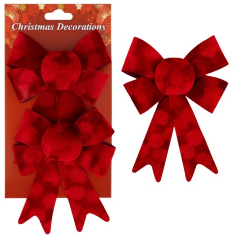 Piękna Dekoracyjna Kokarda Kokardka ozdoba świąteczna czerwona 17x13cm 2szt