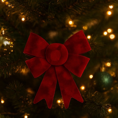 Piękna Dekoracyjna Kokarda Kokardka ozdoba świąteczna czerwona 17x13cm 2szt