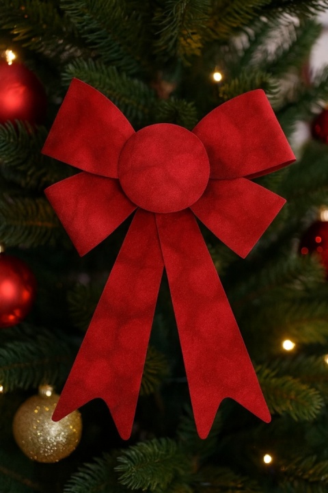 Piękna Dekoracyjna Kokarda Kokardka ozdoba świąteczna czerwona 27x22cm