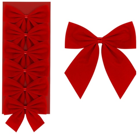 Piękna Dekoracyjna Kokarda Kokardka ozdoba świąteczna czerwona 9x9cm 6 szt