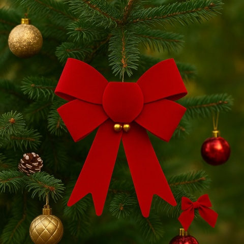 Piękna Dekoracyjna Kokarda Kokardka ozdoba świąteczna dzwonki 17x12cm 2szt