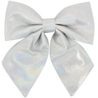 Piękna Dekoracyjna Kokarda Kokardka ozdoba świąteczna srebrny 18x16cm