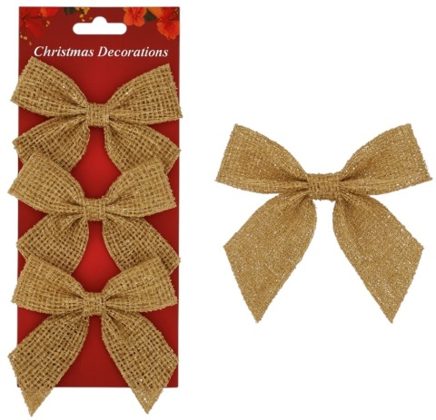 Piękna Dekoracyjna Kokarda Kokardka ozdoba świąteczna złota 17x12cm 3szt