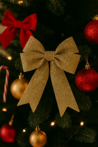 Piękna Dekoracyjna Kokarda Kokardka ozdoba świąteczna złota 19x14cm 2szt