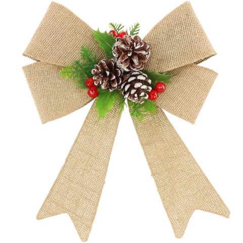 Piękna Dekoracyjna Kokarda ozdoba świąteczna z szyszką 30x25cm