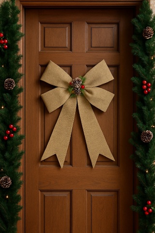 Piękna Dekoracyjna Kokarda ozdoba świąteczna z szyszką duża 54x44cm