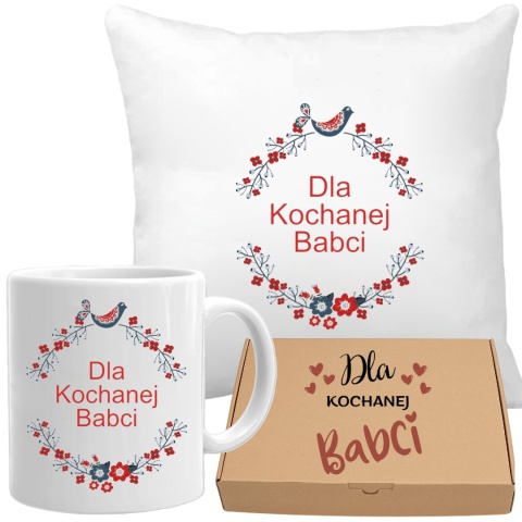 Poduszka i kubek zestaw prezent DZIEŃ BABCI urodziny imieniny Babcia