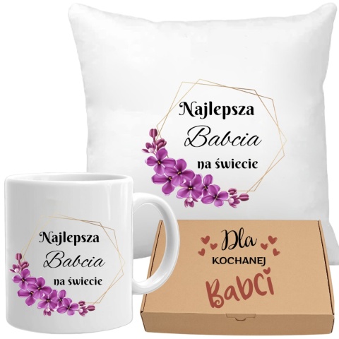 Poduszka i kubek zestaw prezent DZIEŃ BABCI urodziny imieniny Babcia