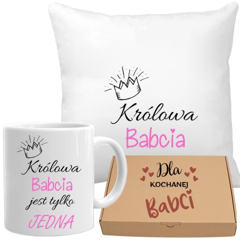 Poduszka i kubek zestaw prezent DZIEŃ BABCI urodziny imieniny Babcia