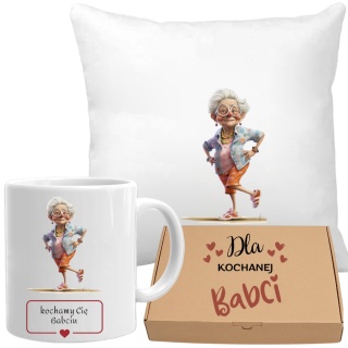 Poduszka i kubek zestaw prezent DZIEŃ BABCI urodziny imieniny Babcia