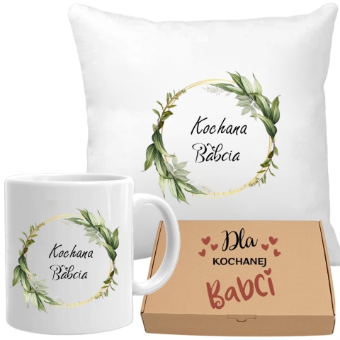 Poduszka i kubek zestaw prezent DZIEŃ BABCI urodziny imieniny Babcia