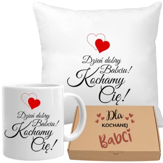 Poduszka i kubek zestaw prezent DZIEŃ BABCI urodziny imieniny Babcia
