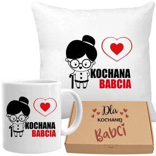 Poduszka i kubek zestaw prezent DZIEŃ BABCI urodziny imieniny Babcia