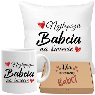 Poduszka i kubek zestaw prezent DZIEŃ BABCI urodziny imieniny Babcia
