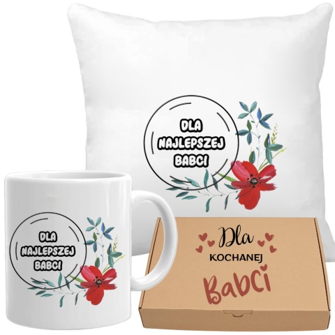 Poduszka i kubek zestaw prezent DZIEŃ BABCI urodziny imieniny Babcia