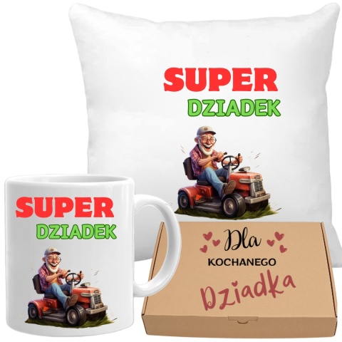 Poduszka i kubek zestaw prezent DZIEŃ DZIADKA urodziny imieniny Dziadek