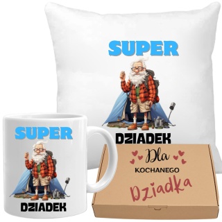 Poduszka i kubek zestaw prezent DZIEŃ DZIADKA urodziny imieniny Dziadek