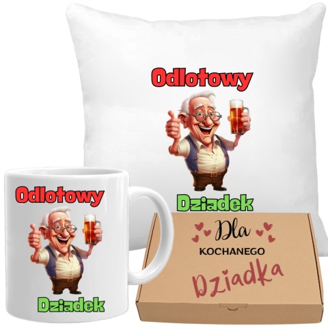 Poduszka i kubek zestaw prezent DZIEŃ DZIADKA urodziny imieniny Dziadek
