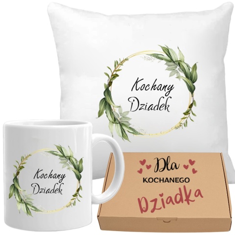 Poduszka i kubek zestaw prezent DZIEŃ DZIADKA urodziny imieniny Dziadek