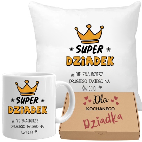 Poduszka i kubek zestaw prezent DZIEŃ DZIADKA urodziny imieniny Dziadek