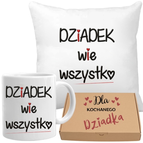 Poduszka i kubek zestaw prezent DZIEŃ DZIADKA urodziny imieniny Dziadek